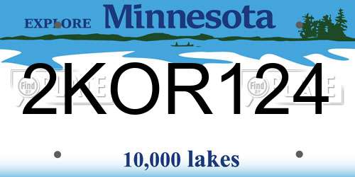 2KOR124 Minnesota License Plate