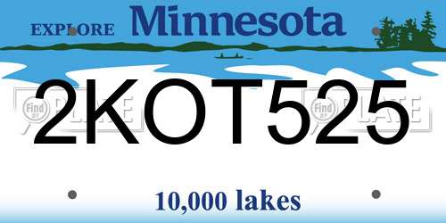 2KOT525 Minnesota License Plate