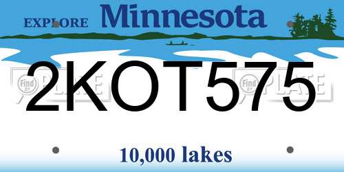 2KOT575 Minnesota License Plate