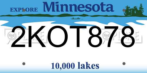 2KOT878 Minnesota License Plate