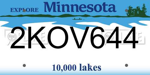 2KOV644 Minnesota License Plate