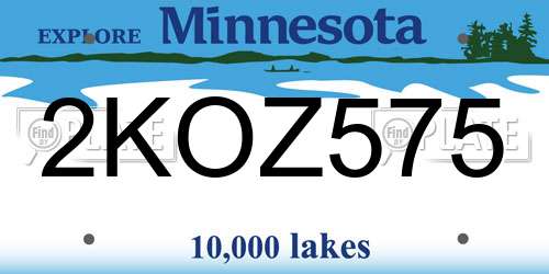 2KOZ575 Minnesota License Plate