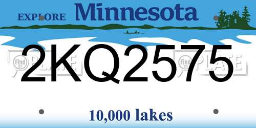 2KQ2575 Minnesota License Plate