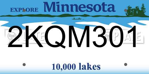 2KQM301 Minnesota License Plate