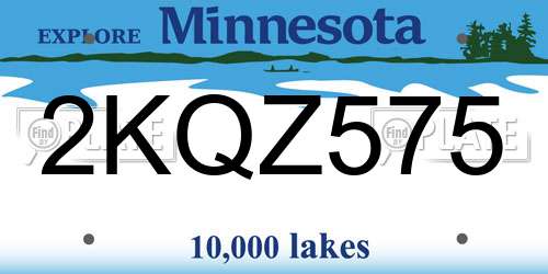 2KQZ575 Minnesota License Plate
