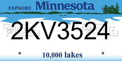2KV3524 Minnesota License Plate