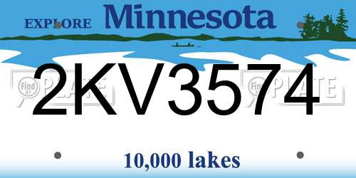 2KV3574 Minnesota License Plate