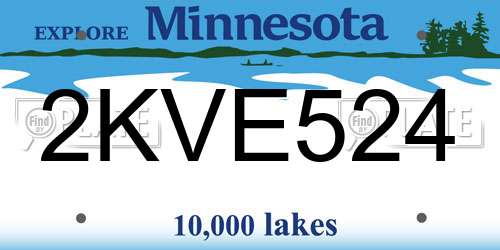 2KVE524 Minnesota License Plate