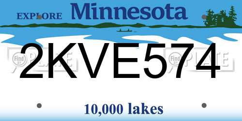 2KVE574 Minnesota License Plate