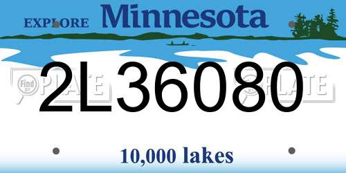 2L36080 Minnesota License Plate