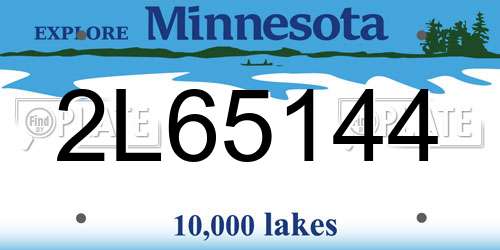 2L65144 Minnesota License Plate