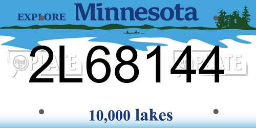 2L68144 Minnesota License Plate