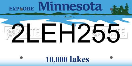 2LEH255 Minnesota License Plate