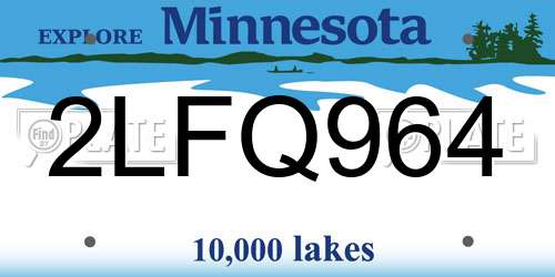2LFQ964 Minnesota License Plate