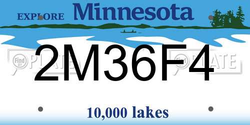 2M36F4 Minnesota License Plate