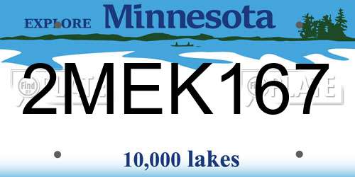 2MEK167 Minnesota License Plate