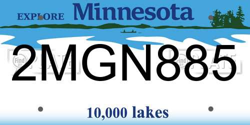 2MGN885 Minnesota License Plate