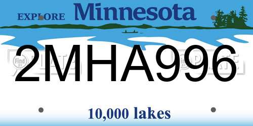 2MHA996 Minnesota License Plate