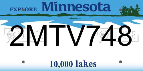 2MTV748 Minnesota License Plate