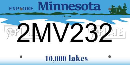 2MV232 Minnesota License Plate