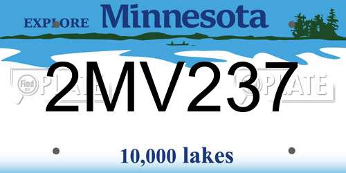 2MV237 Minnesota License Plate