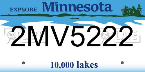 2MV5222 Minnesota License Plate