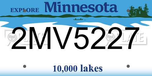 2MV5227 Minnesota License Plate