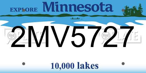 2MV5727 Minnesota License Plate