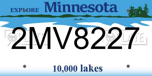 2MV8227 Minnesota License Plate