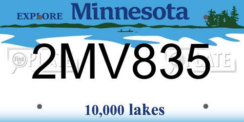 2MV835 Minnesota License Plate