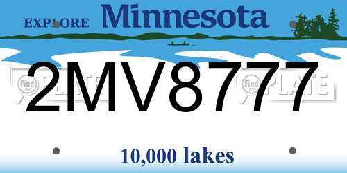 2MV8777 Minnesota License Plate