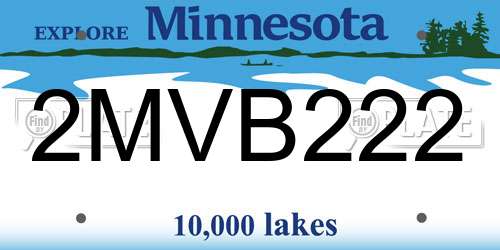 2MVB222 Minnesota License Plate