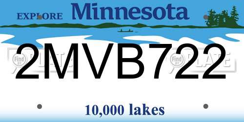 2MVB722 Minnesota License Plate