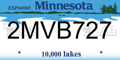 2MVB727 Minnesota License Plate