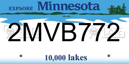 2MVB772 Minnesota License Plate