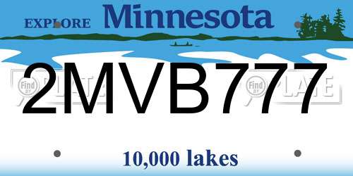 2MVB777 Minnesota License Plate