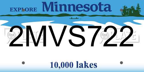 2MVS722 Minnesota License Plate