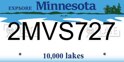 2MVS727 Minnesota License Plate