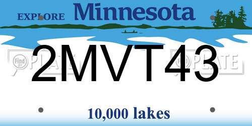 2MVT43 Minnesota License Plate