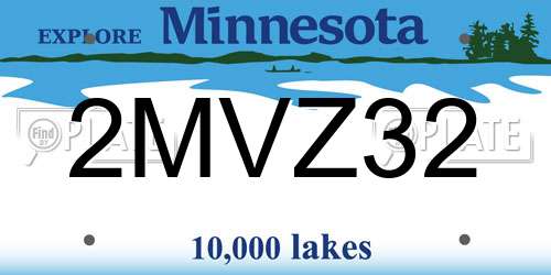 2MVZ32 Minnesota License Plate