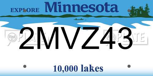 2MVZ43 Minnesota License Plate