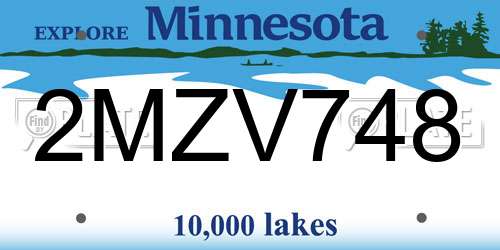 2MZV748 Minnesota License Plate
