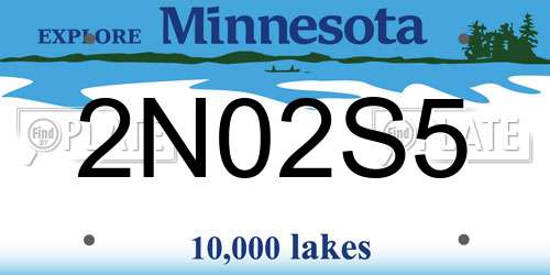 2N02S5 Minnesota License Plate