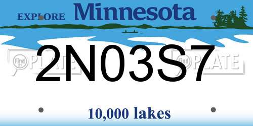2N03S7 Minnesota License Plate