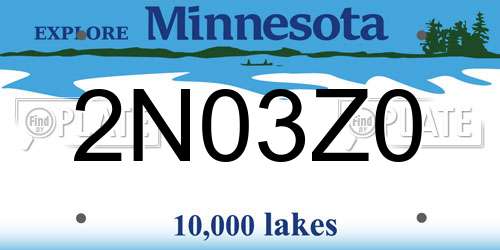 2N03Z0 Minnesota License Plate