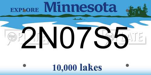 2N07S5 Minnesota License Plate