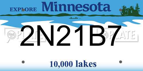 2N21B7 Minnesota License Plate