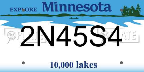 2N45S4 Minnesota License Plate