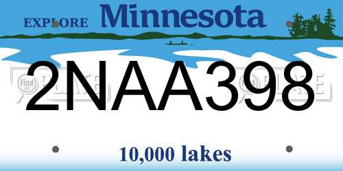 2NAA398 Minnesota License Plate