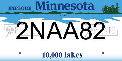 2NAA82 Minnesota License Plate